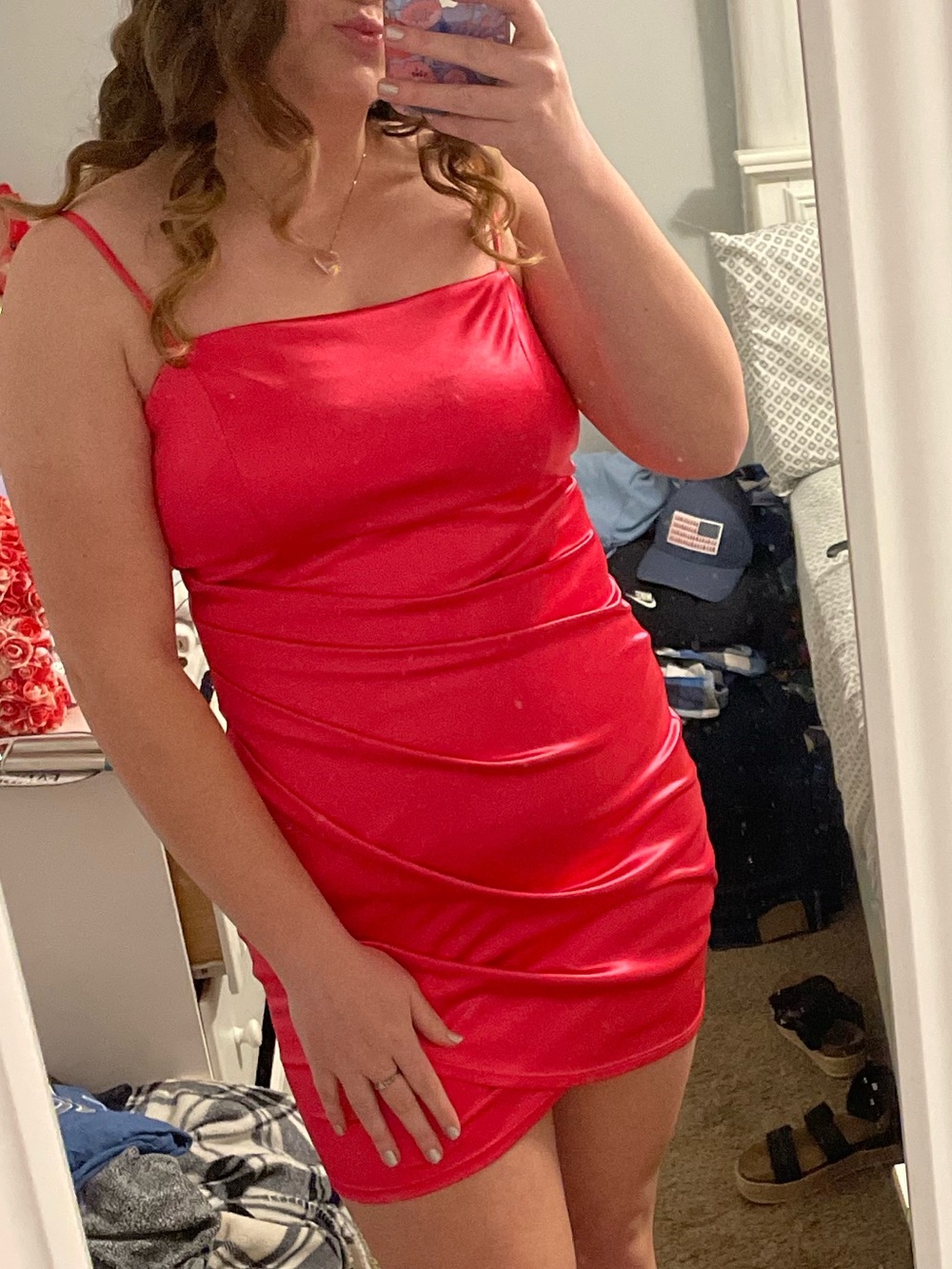 Hot Pink Satin Bodycon Mini Dress